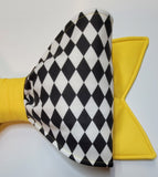 Black, White & Yellow Harlequin Big Bow